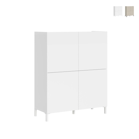 Wysoka komoda oszczędzająca miejsce, 4 drzwi, nowoczesny minimalizm, 90x35x110 Solaria Promocja