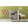 Wysoka komoda oszczędzająca miejsce, 4 drzwi, nowoczesny minimalizm, 90x35x110 Solaria Stan Magazynowy