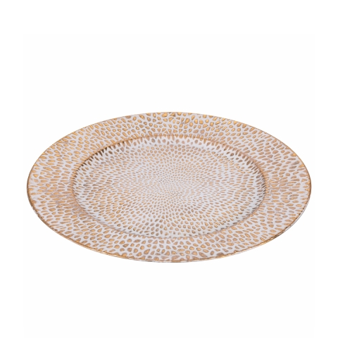 Zestaw 6 podkładek stołowych 33 cm z eleganckim złoto-białym wzorem Drop Promocja