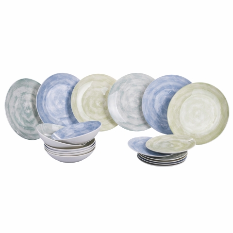 Zestaw obiadowy 18-częściowy z porcelany w stylu naturalnym Spring City Promocja