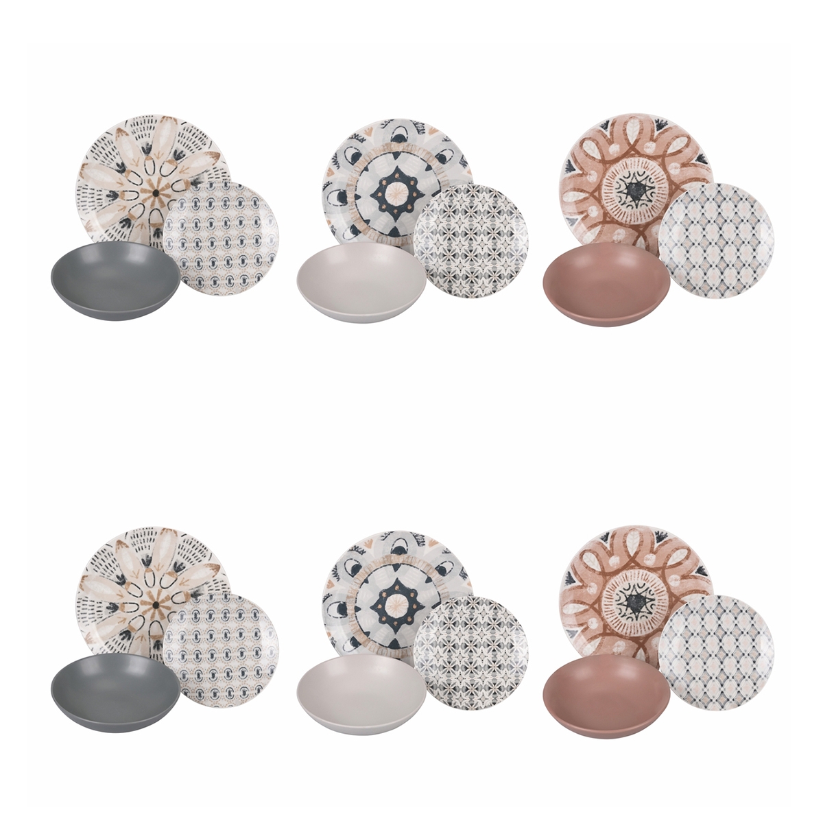 Zestaw naczyń z porcelany 18 sztuk w stylu boho Bohémienne Promocja Zestaw naczyń z porcelany 18 sztuk w stylu boho Bohémienne Promocja