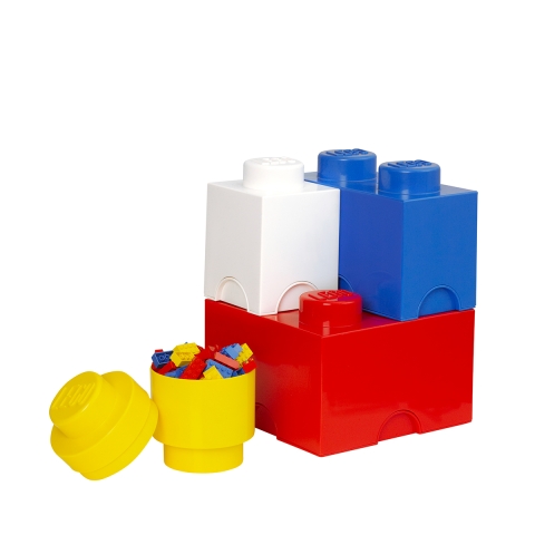 Zestaw 4 pojemniki biały niebieski czerwony żółty LEGO Storage Brick Multi Pack Promocja