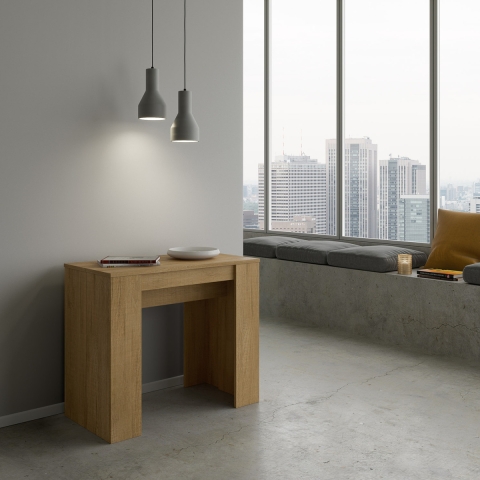Kompaktowy, rozkładany stół z naturalnego drewna 90x48-204 Basic Small Promocja
