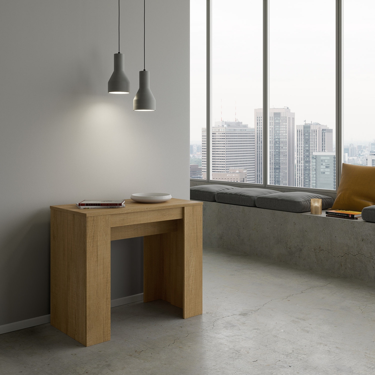Kompaktowy, rozkładany stół z naturalnego drewna 90x48-204 Basic Small Promocja Kompaktowy, rozkładany stół z naturalnego drewna 90x48-204 Basic Small Promocja