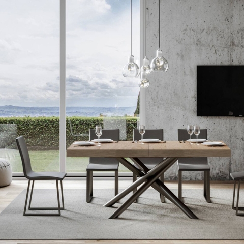 Stół rozkładany w stylu industrialnym, antracytowy, drewno 90x180-440 Famas Promocja
