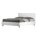 Łóżko podwójne 160x190 nowoczesny design białe z stelażem i wezgłowiem Demas Sprzedaż