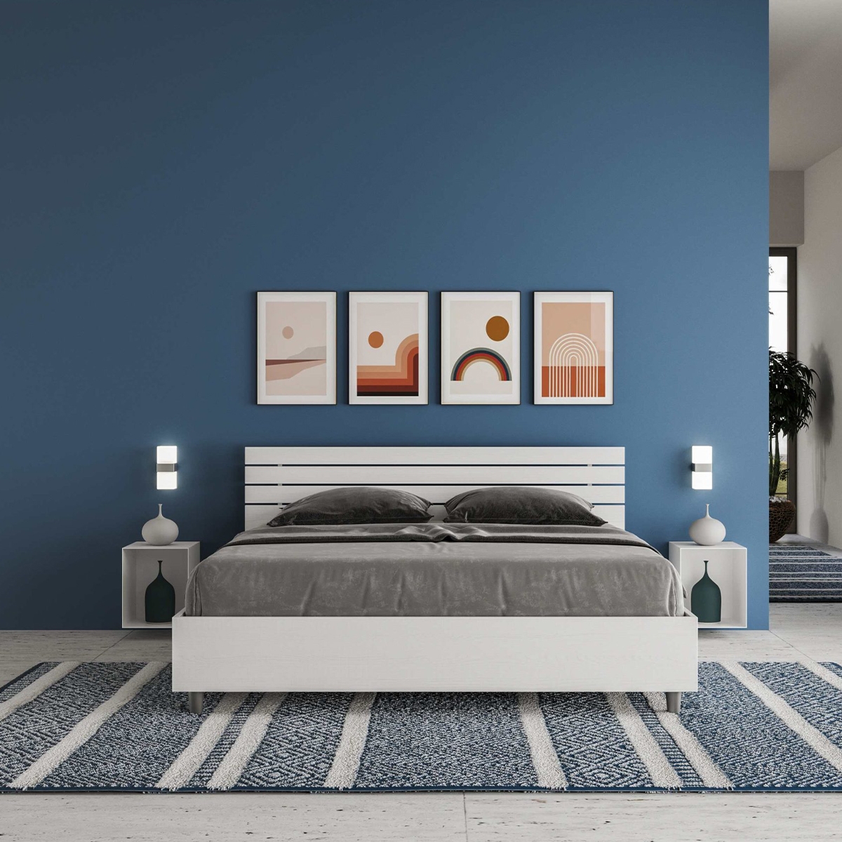 Łóżko małżeńskie 160x190 cm z białego drewna z ramą i zagłówkiem Ankel Promocja Łóżko małżeńskie 160x190 cm z białego drewna z ramą i zagłówkiem Ankel Promocja