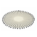 Zestaw 6 okrągłych podkładek na stół z pomponami, wzór geometryczny, 38 cm, kolor czarny Oferta