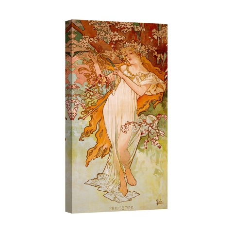 Obraz na płótnie w stylu secesyjnym z motywem kwiatowym Primavera Alphonse Mucha Promocja