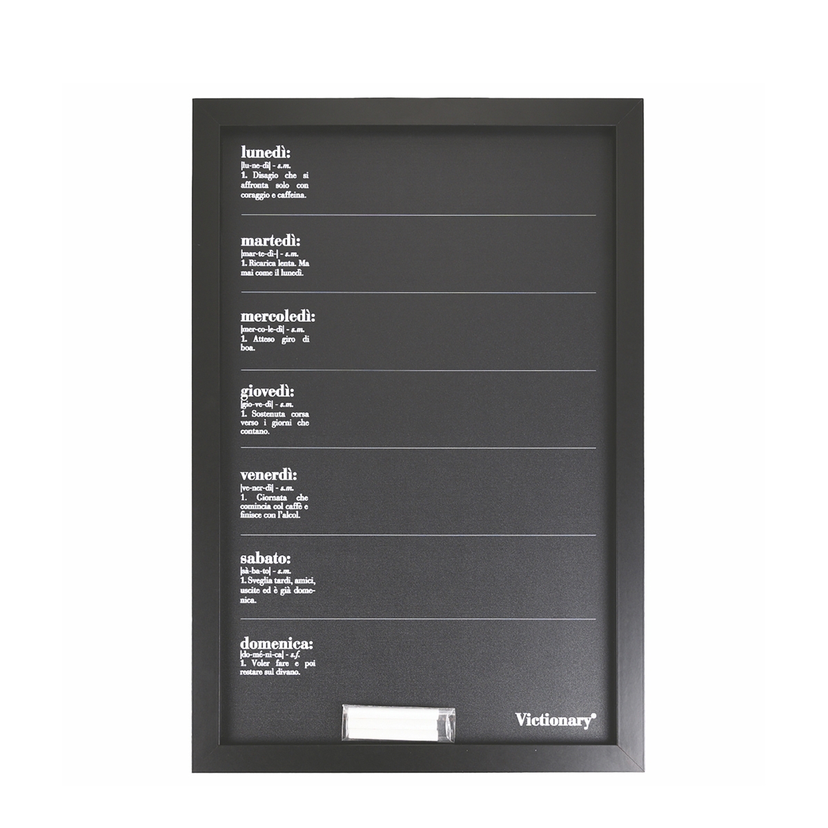 Czarna pionowa tablica tygodniowa 40x60cm z kredami Victionary Week Promocja Czarna pionowa tablica tygodniowa 40x60cm z kredami Victionary Week Promocja
