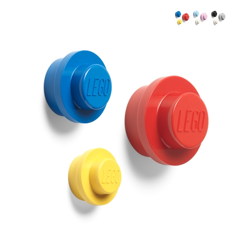 Zestaw 3 kolorowych wieszaków ściennych okrągłych L-M-S LEGO Promocja