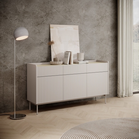 Kredens do salonu nowoczesny design, beżowy, 3 szuflady 3 drzwi Bitter Promocja