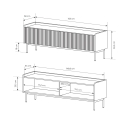 Nowoczesna niska szafka RTV Bitter, 2 uchylne drzwiczki, beżowa, 153x50x38 cm Stan Magazynowy