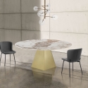 Rozkładany stół do jadalni o designerskim wyglądzie marmuru 160x160x75 Arvin Onice Wybór