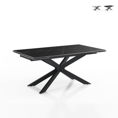 Stół rozkładany 90x160-220 z krzyżowymi nogami, efekt marmuru Ward Marble Promocja
