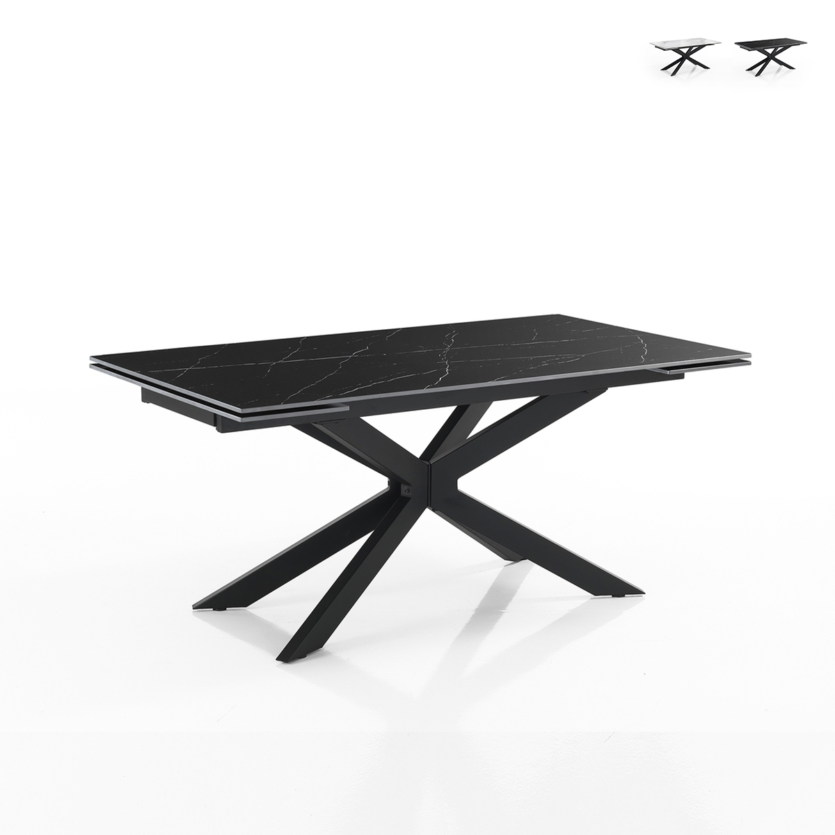 Stół rozkładany 90x160-220 z krzyżowymi nogami, efekt marmuru Ward Marble Promocja Stół rozkładany 90x160-220 z krzyżowymi nogami, efekt marmuru Ward Marble Promocja
