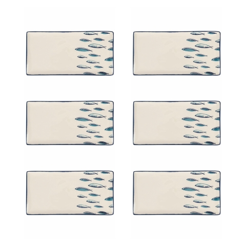 Zestaw 6 prostokątnych talerzy ceramicznych do serwowania 29x15cm Marechiaro Promocja