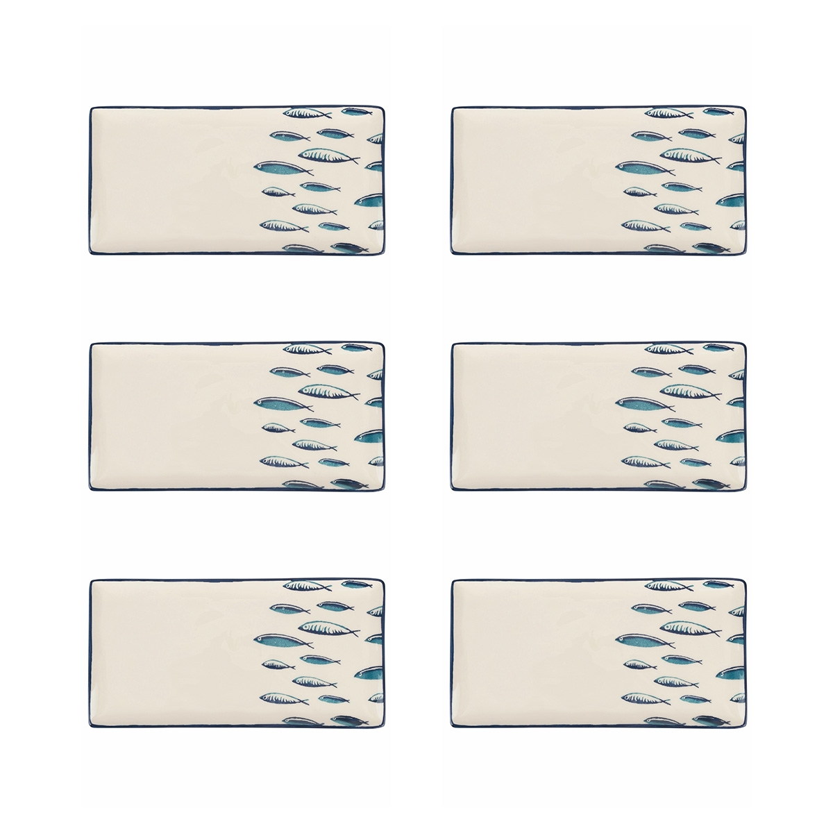 Zestaw 6 prostokątnych talerzy ceramicznych do serwowania 29x15cm Marechiaro Promocja Zestaw 6 prostokątnych talerzy ceramicznych do serwowania 29x15cm Marechiaro Promocja