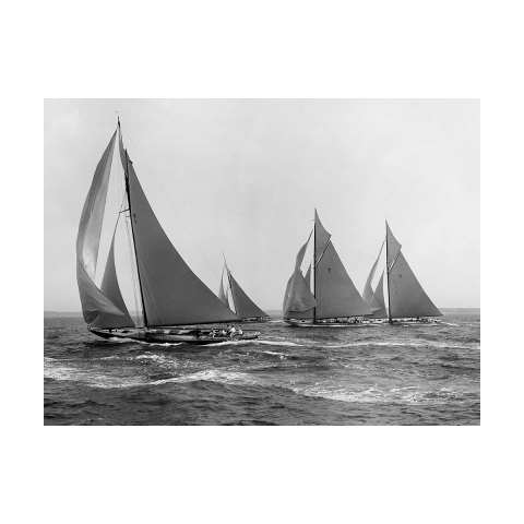 Obraz na płótnie vintage czarno-biały Sloops at Sail, 1915 Edwin Levick Promocja