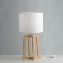 Lampa stołowa z naturalnego drewna z białym abażurem Berry LT Promocja