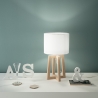 Lampa stołowa z naturalnego drewna z białym abażurem Berry LT Oferta