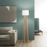 Lampa stojąca z naturalnego drewna z białym abażurem tkaninowym Berry PT Sprzedaż