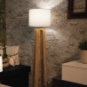 Lampa stojąca z naturalnego drewna z białym abażurem tkaninowym Berry PT Sprzedaż