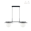 Lampa wisząca metalowa z dwoma szklanymi kloszami Chaplin LS Promocja