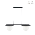 Lampa wisząca metalowa z dwoma szklanymi kloszami Chaplin LS Promocja