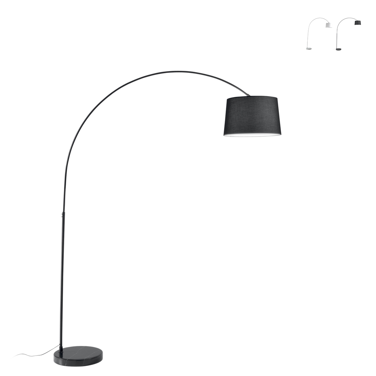 Lampa stojąca łukowa z metalowym łukiem, marmurową podstawą i tekstylnym abażurem Dream Promocja Lampa stojąca łukowa z metalowym łukiem, marmurową podstawą i tekstylnym abażurem Dream Promocja