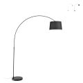 Lampa stojąca łukowa z metalowym łukiem, marmurową podstawą i tekstylnym abażurem Dream Promocja