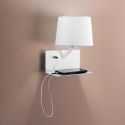 Lampa ścienna metalowa z gniazdem USB i klasycznym abażurem materiałowym Ciak Sprzedaż