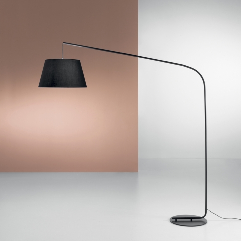 Nowoczesna czarna metalowa lampa stojąca z materiałowym abażurem 180 cm Enjoy Promocja