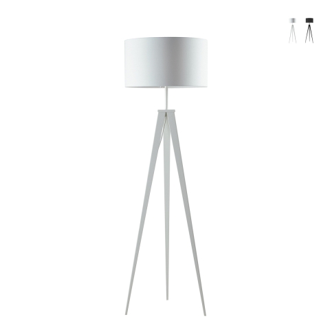 Lampa stojąca trójnożna z metalu z abażurem tkaninowym Ibis Promocja