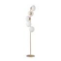 Lampa stojąca, złoty metal, 5 szklanych białych kloszy Ripple Promocja