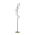 Lampa stojąca, złoty metal, 5 szklanych białych kloszy Ripple Promocja
