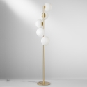 Lampa stojąca, złoty metal, 5 szklanych białych kloszy Ripple Sprzedaż