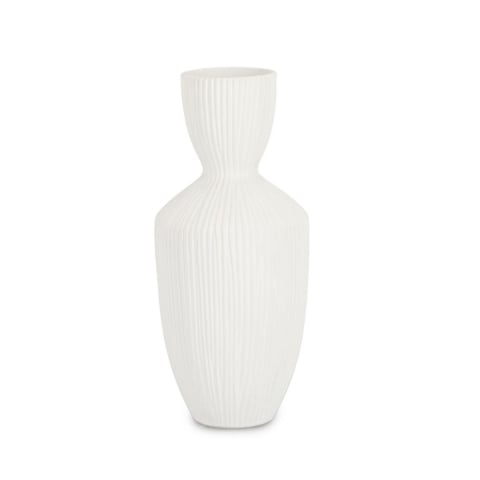 Ceramiczna doniczka dekoracyjna na kwiaty i rośliny domowe, biała Striped Promocja