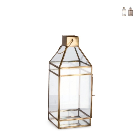 Latarnia na świece do wnętrz metalowa 16x16x42 cm Siwan Promocja