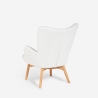 Nowoczesny fotel bergere z białej tkaniny bouclé Wani Oferta
