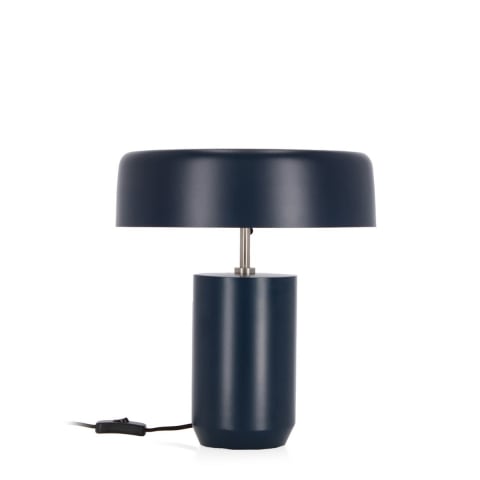 Lampa biurkowa w stylu vintage, metalowa niebieska Kaithal Promocja