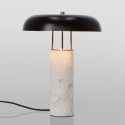 Nowoczesna lampa stołowa z białą marmurową podstawą i metalowym kloszem Kaithal Oferta