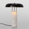 Nowoczesna lampa stołowa z białą marmurową podstawą i metalowym kloszem Kaithal Oferta