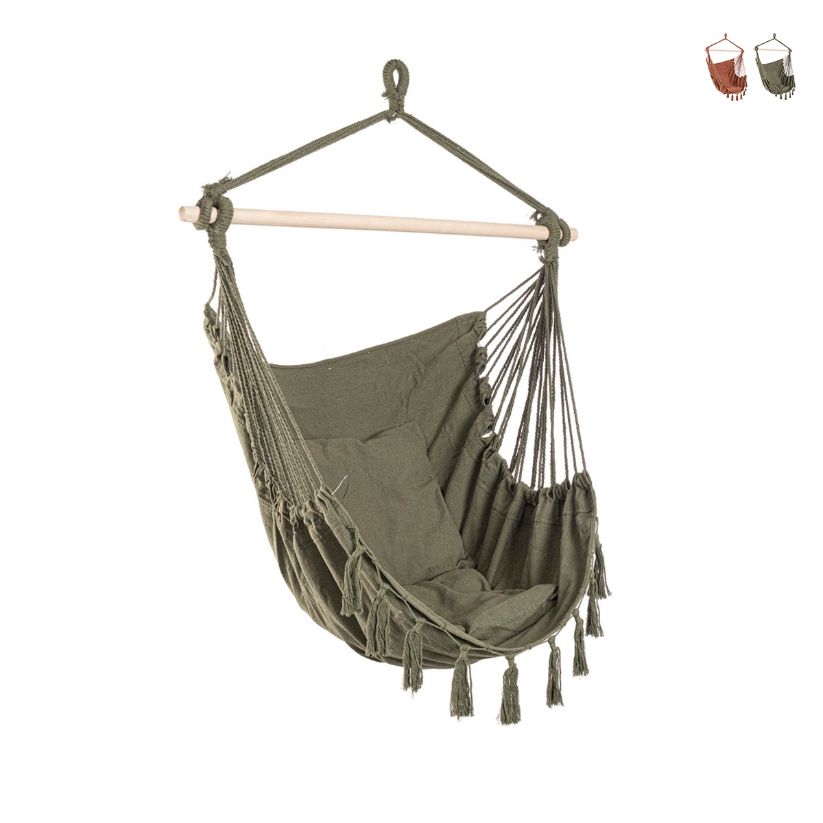 Fotel wiszący ogrodowy z tkaniny z poduszką 100x130 cm Juan Promocja Fotel wiszący ogrodowy z tkaniny z poduszką 100x130 cm Juan Promocja