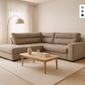 Nowoczesna sofa narożna 3-osobowa z tkaniny z leżanką po lewej stronie Mello Promocja