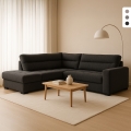 Sofa rozkładana 3-osobowa z tkaniny z lewą leżanką i pojemnikiem Tivra Promocja