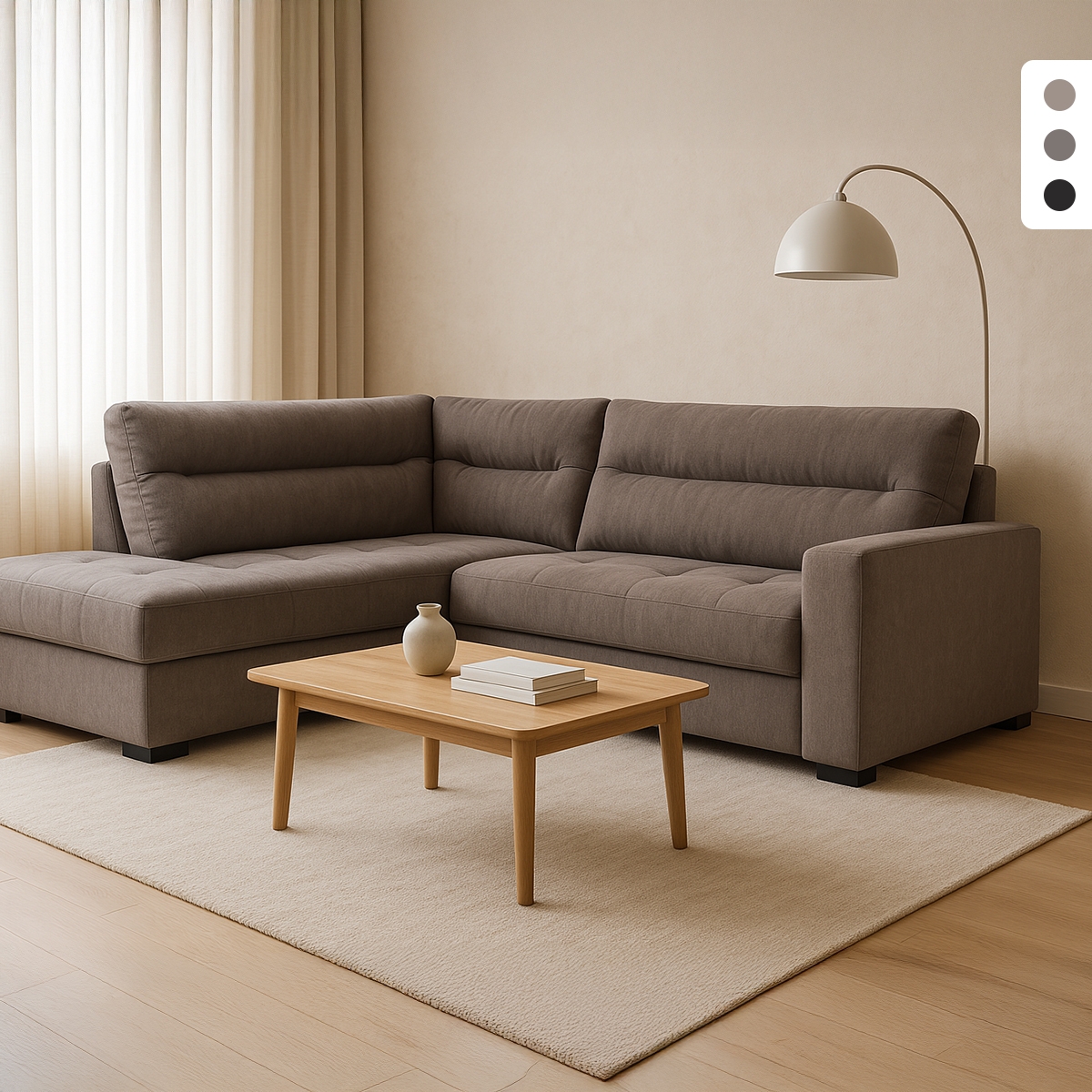 Sofa rozkładana 3-osobowa z tkaniny z lewą leżanką i pojemnikiem Tivra Stan Magazynowy Sofa rozkładana 3-osobowa z tkaniny z lewą leżanką i pojemnikiem Tivra Stan Magazynowy