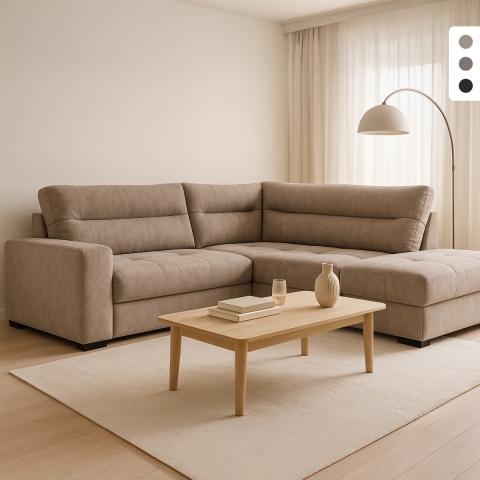 Sofa rozkładana 3-osobowa z prawą rogówką z pojemnikiem, tkanina Kosta Promocja