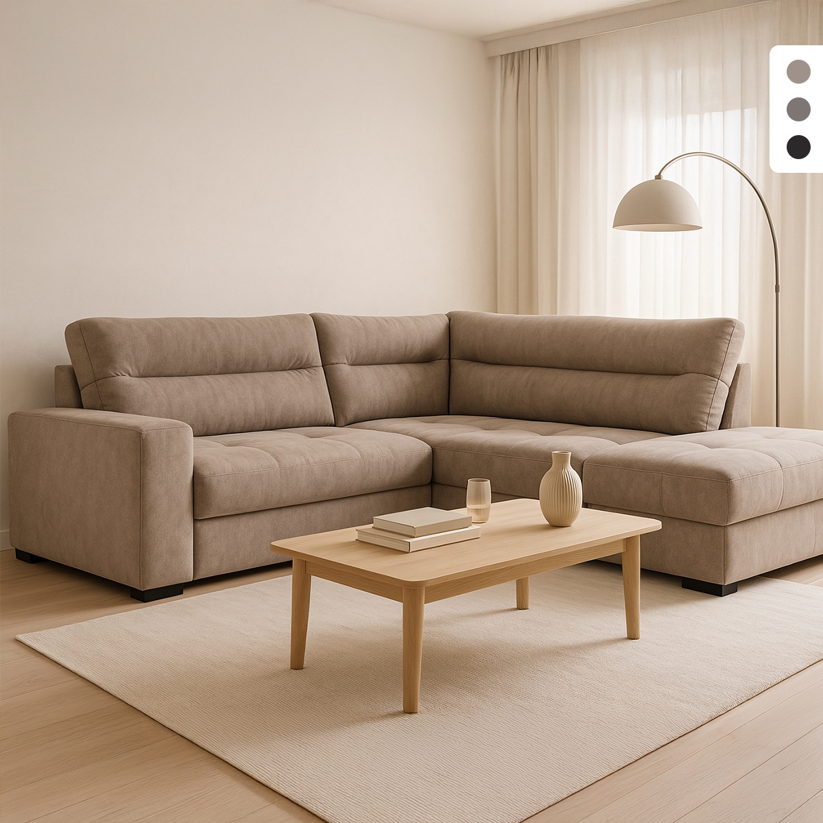 Sofa rozkładana 3-osobowa z prawą rogówką z pojemnikiem, tkanina Kosta Promocja Sofa rozkładana 3-osobowa z prawą rogówką z pojemnikiem, tkanina Kosta Promocja