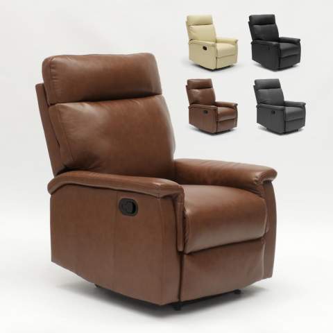Fotel relaksacyjny z materiału skóropodobnego z wysuwanym podnózkiem Aurora Promocja